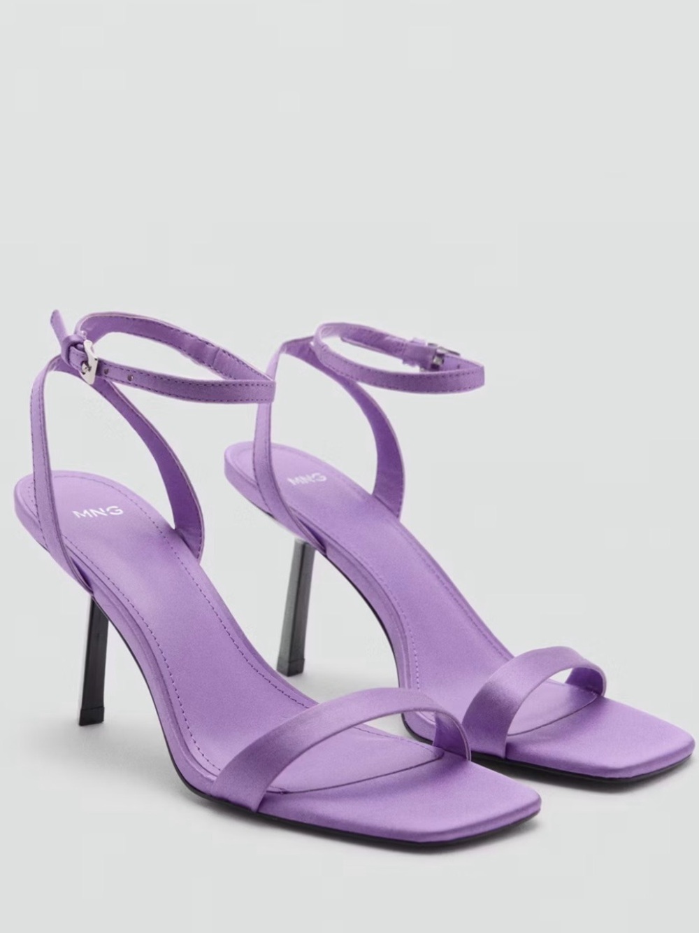 NWOT Mango SQUARE-TOE HEELED Purple SANDALS  Size 41 (10)